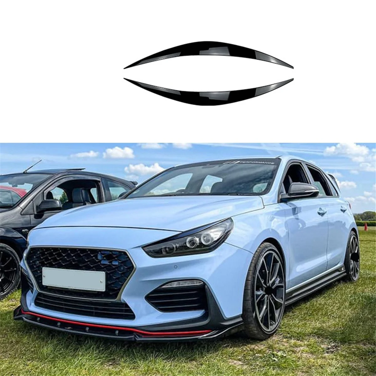Car Front Headlight Cover Garnish Strip Eyebrow Cover Trim Sticker for I30 I30N MK3 -