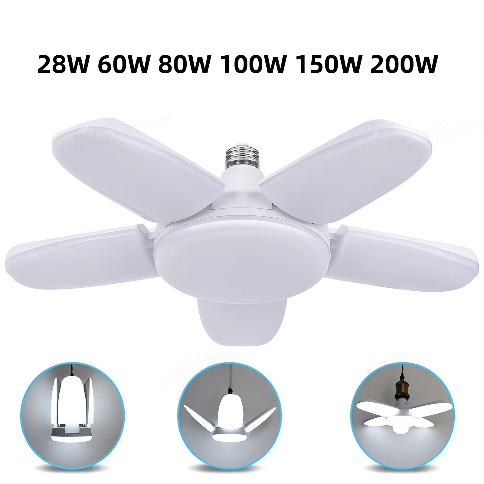 E27 LED Bulb Fan Blade Timing Lamp 220V110V 28W 200W Foldable Led Industrial Light Bulb Lamp For Home Ceiling Light Garage Light