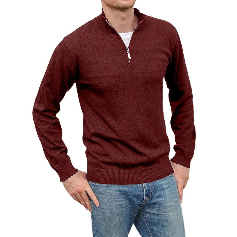 Animal Game Men's Half Zipper V Neck Work Jumper Turtleneck Pullover Sweaters Winter Polo Cold Blouse Knit Cardigan Sweaters