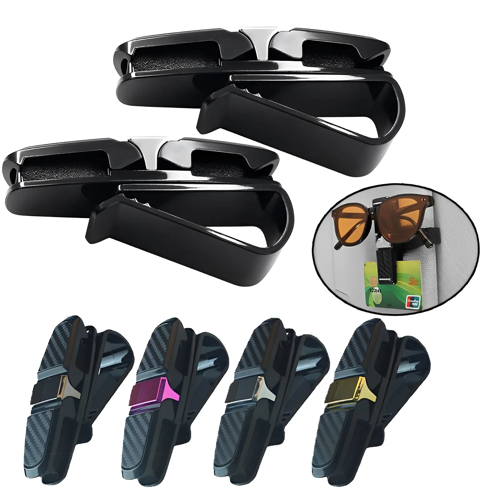 

Car Glasses Case Fastener Clip Auto Sun Visor Glasses Holder for Sunglasses Eyeglasses Bill Card Holder Car Interior Accessories