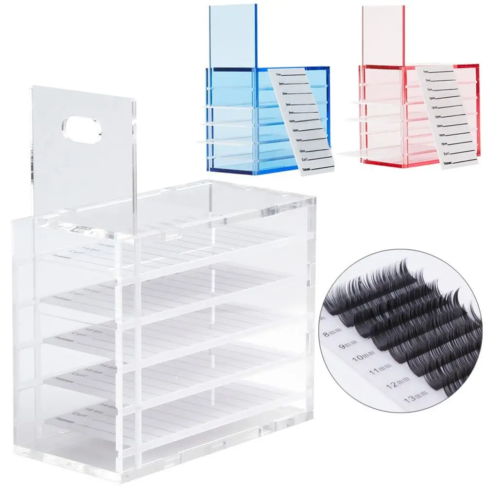 

Reusable Eyelash Extension Storage Box Portable Transparent Eyelash Stand Tray Empty Blue/Pink Lash Display Container