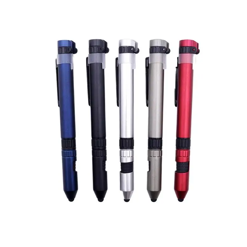 LED 손전등 조명 스크루 드라이버 나침반, 핸드폰 거치대 스타일러스, 야외 생존 종합 도구, 6 인 1 볼펜, 20 개