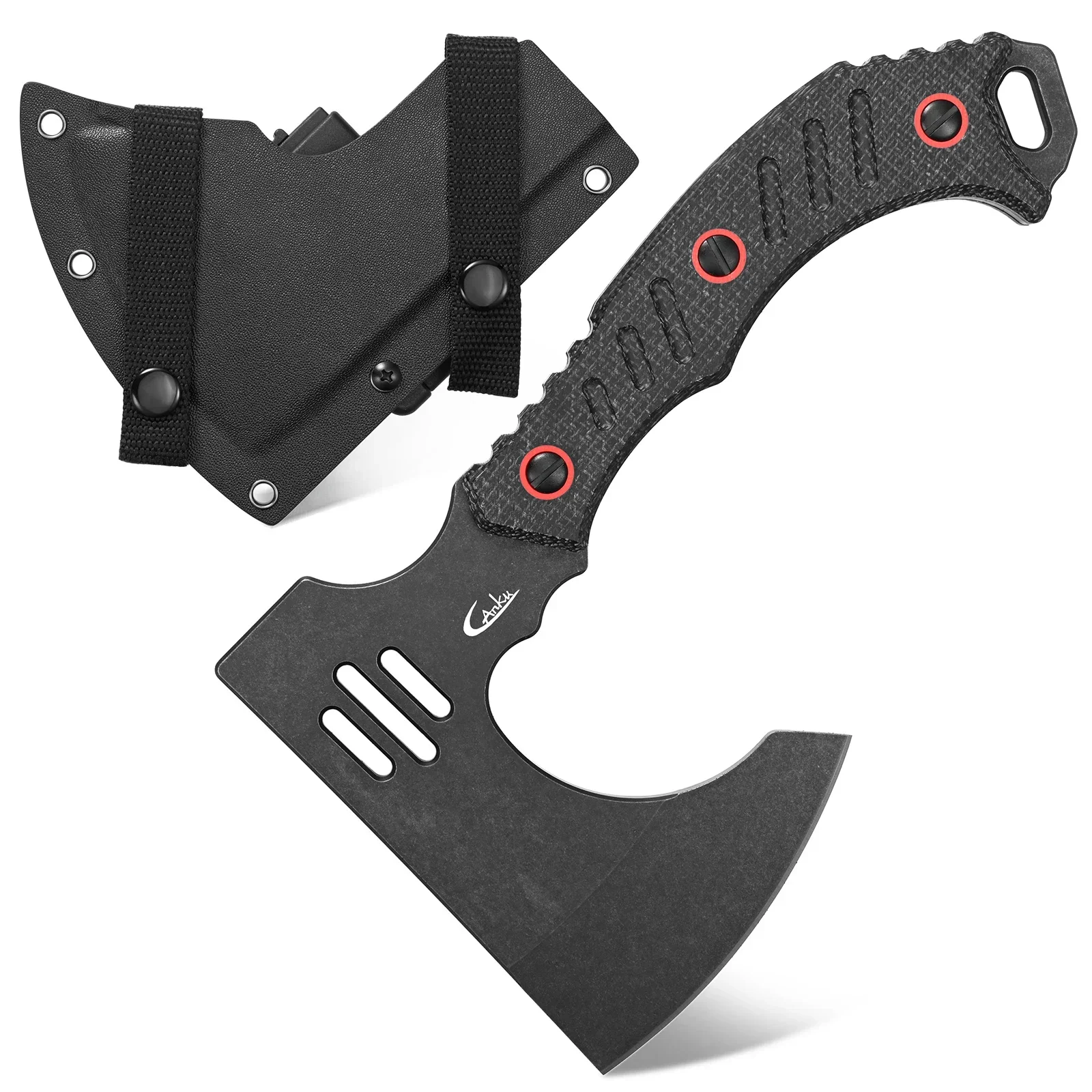 

Eafengrow C1391 Camping Axe ,DC53 Steel Blade Micarta Handle Bushcraft Chopping Wood Survival Axe Hatchet with Kydex Sheath