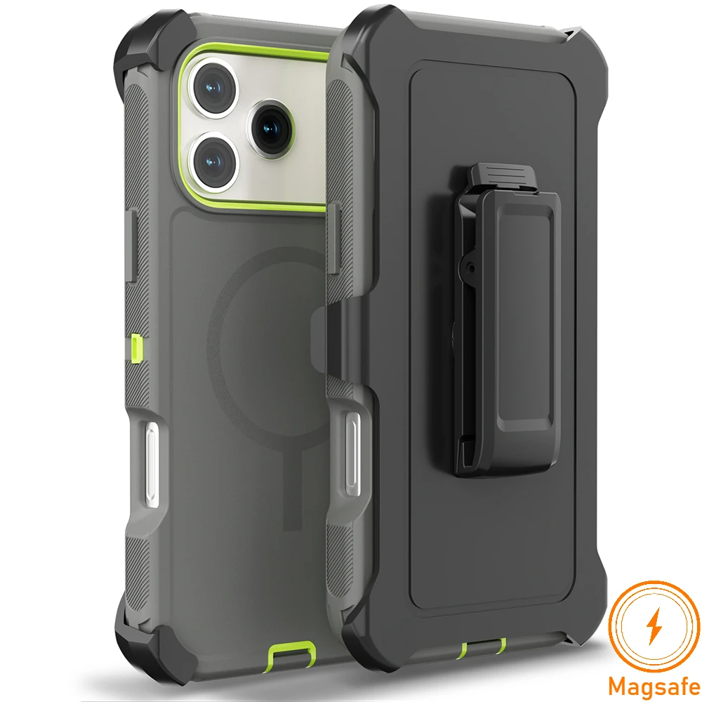 Enhanced Armor Magnetic Phone Case - Rugged Shockproof Design with Clip Cover