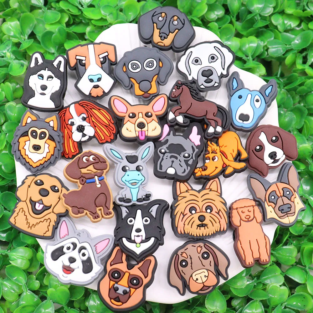 1PCS PVC Cartoon Animals Shoe Charms Kawaii Various Dog Golden Retriever Pug Buckle Clog Accessories Decorations Fit Wristbands