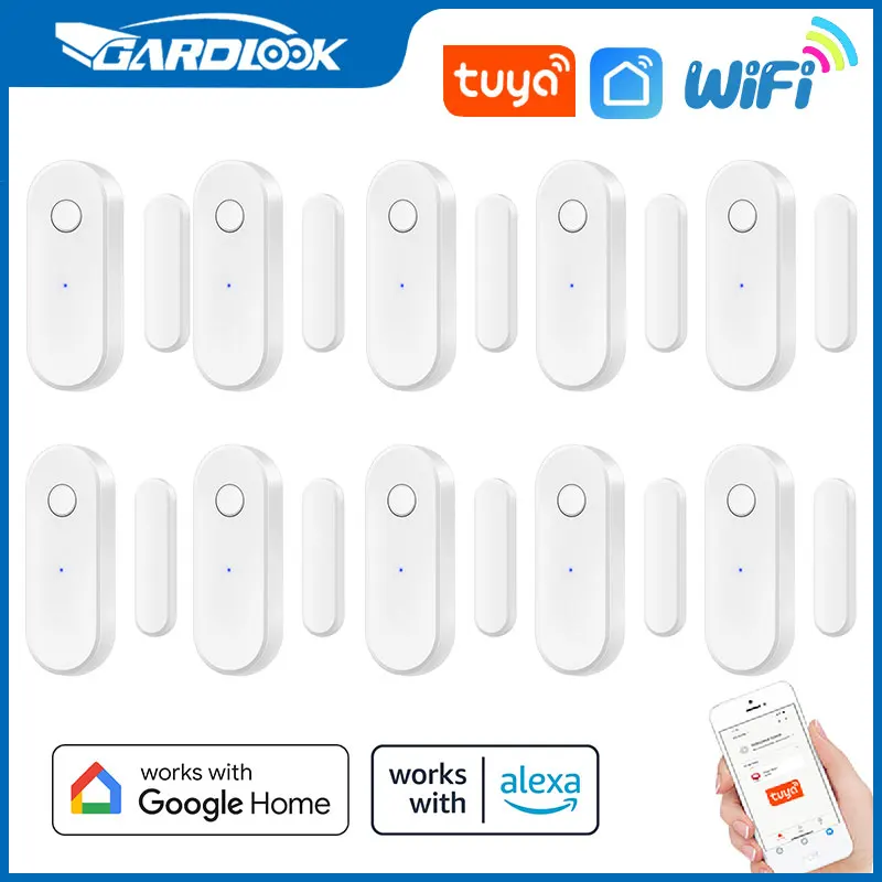 WiFi Window Door Sensor Tuya Smart Home Alarm System Kit Low Power Consumption Work With Alexa & Google Home APP Smart Life