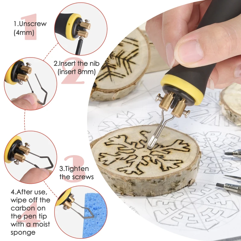 Ensemble de fer à souder pour machine de pyrogravure, kit de Eva à bois  LCD, température réglable, 21 pointes de fil de pyrographe pour la  combustion, 60W