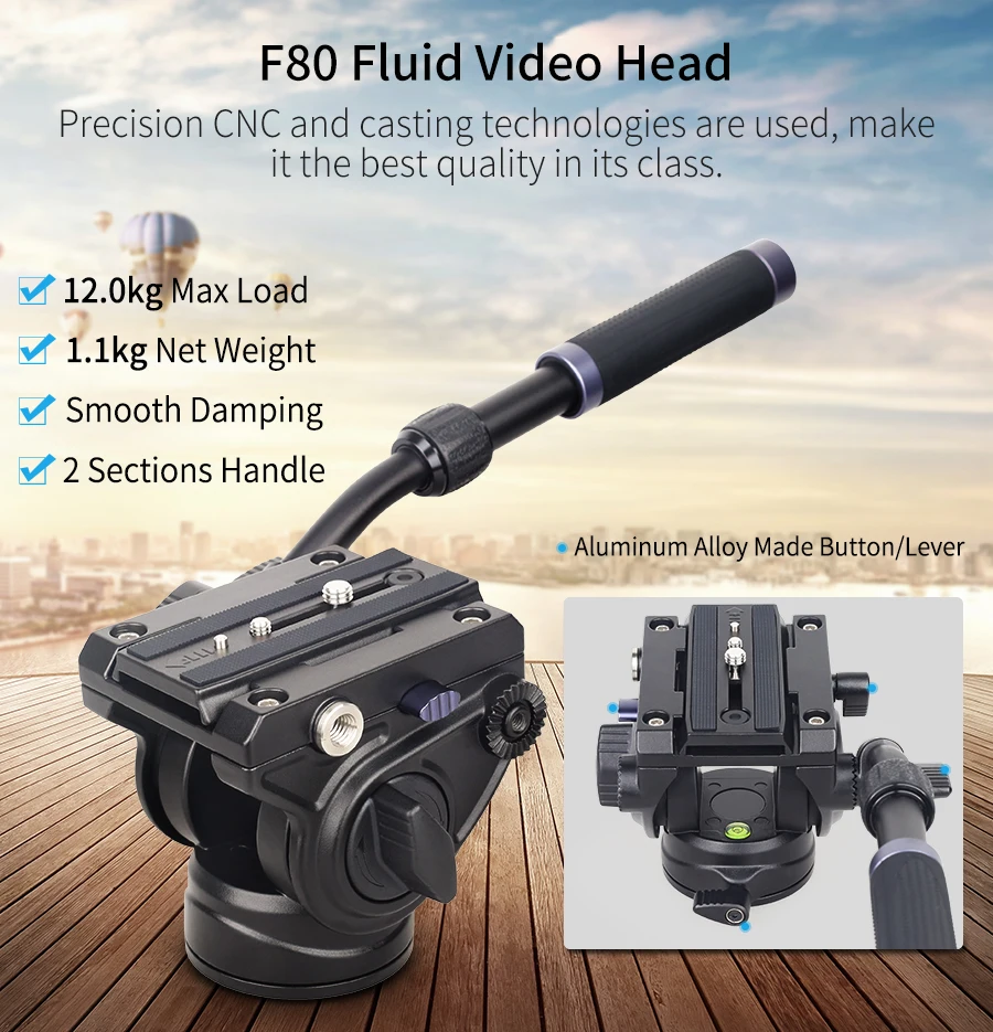 KT364C Professional Carbon Fiber Tripod for DSLR Camera Heavy Duty 36mm 10 Layer