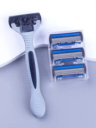 Unisex Body Hair Safety Razors with Aloe Strip - Handle and 4-Blade Set (1 Handle 4 Blades)