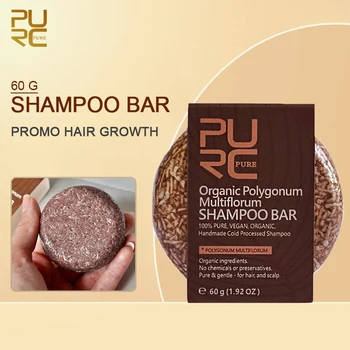 PURC 남녀공용 폴리고눔 멀티플로럼 샴푸 바, 모발 파손 방지, 회색 머리 다듬기, 여행용 솔리드 샴푸 비누, 60g