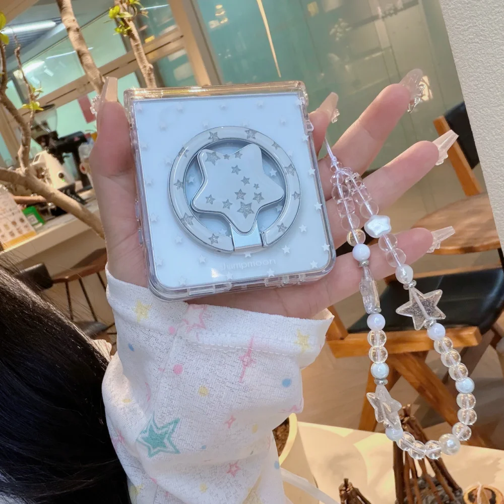 Korean Cute Star Pattern Clear Case with Magsafe Rotate Bracket