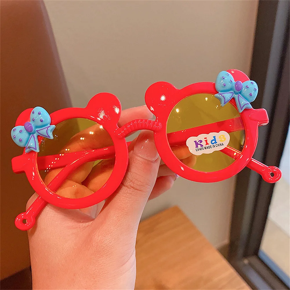 Cute Cartoon Bowknot Sunglasses, Girls Kids Children Sunshade Glasses For Climbing Outdoor Sports