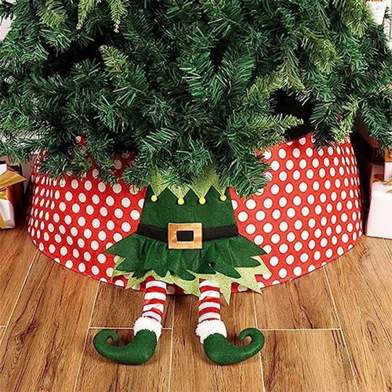 

1 PCS Tree Elf Collar With PC Boards Elf Leg Tree Ring Bottom Decoration Cute Tree Stand Cover Holiday Supplies