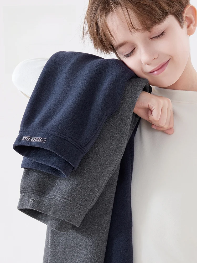 디즈니 아동용 보온 바지 양털 안감 두꺼운 따뜻한 빠른 발열 가을 겨울 면 교복 필수품 소년 따뜻한 바지