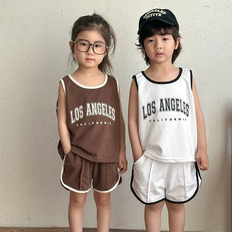 Cotton Kids Summer Sports Set Thin Style Letter