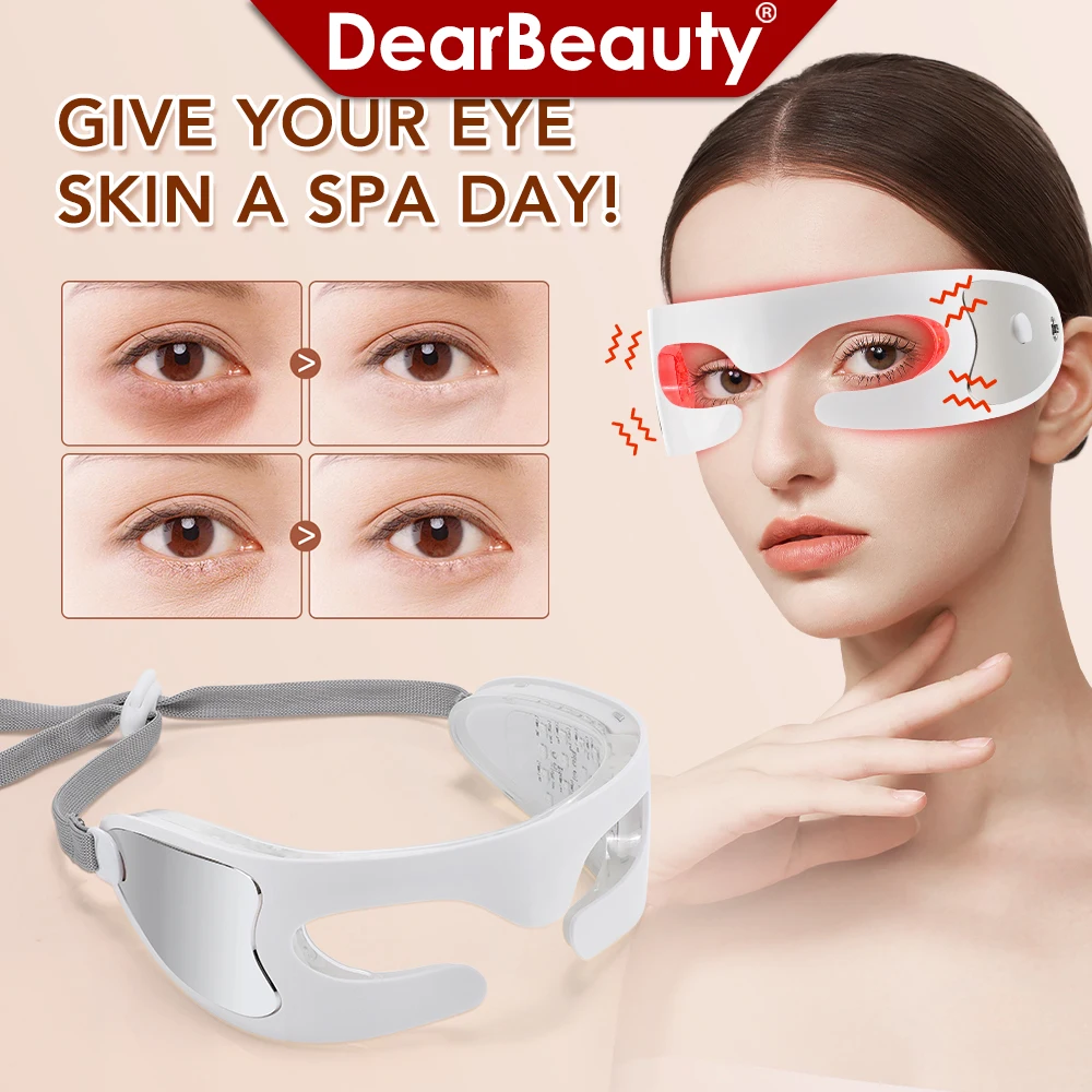White ABS TPR 3D Eye Massager with LED Light Therapy