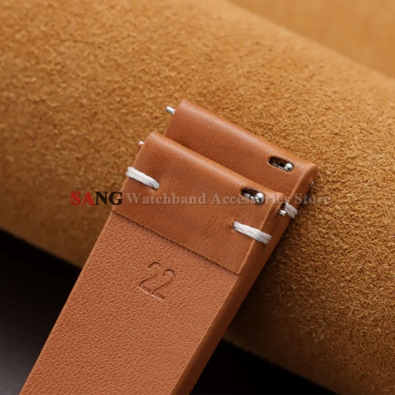 Handmade Retro Oil Wax Leather Watch Strap - Soft Quick Release Bracelet