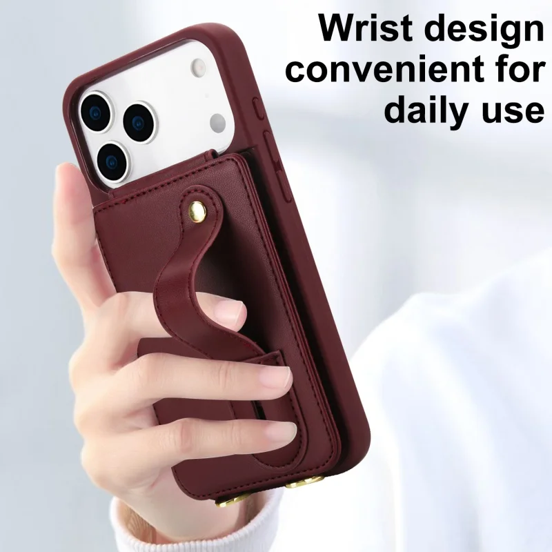 Elegant Crossbody Leather Phone Case with Card Holder and Lanyard Flip Stand Cover