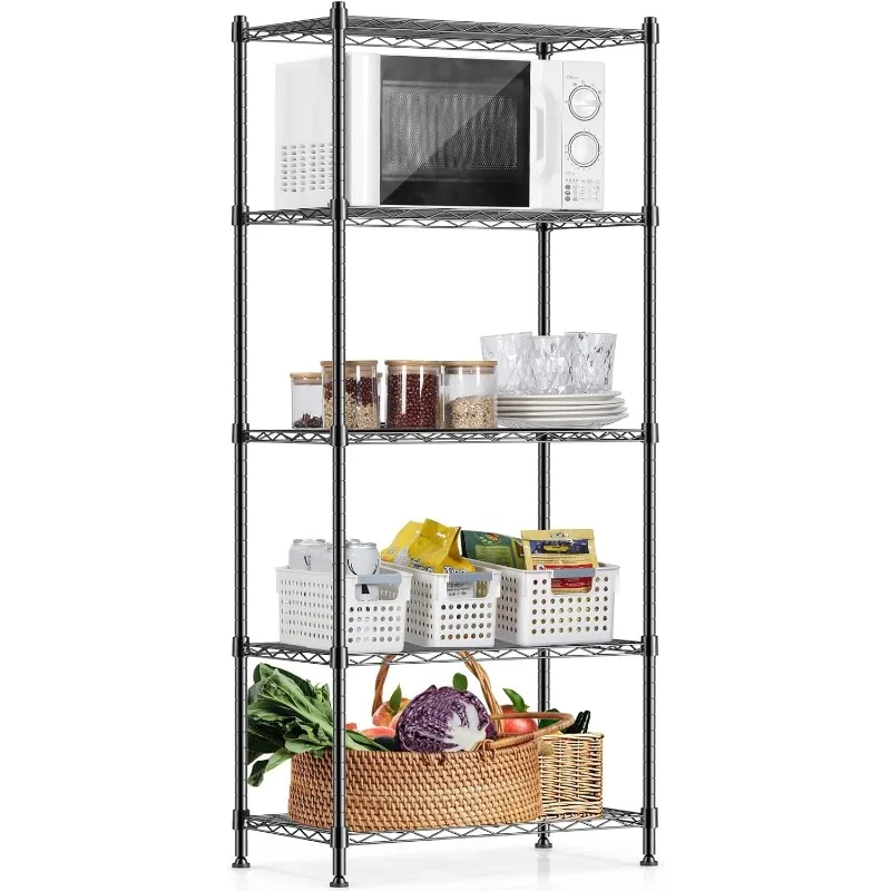 

4 Tier Shelves for Storage Shelving Heavy Metal , Adjustable Kitchen Shelf Garage Pantry Storage Racks and Shelving, Black