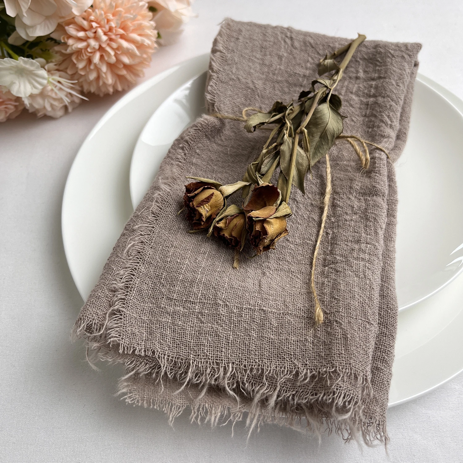 Cotton Napkins 4PCS 42x42cm Cotton Gauze Wedding Napkins Retro Table Decor