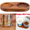 Pepper Mill Tray Wood Salt Pepper Shaker Stand Tray Tea Tray Kitchen Storage Holder Home Decoration Crafts Pepper Grinder Rest 1