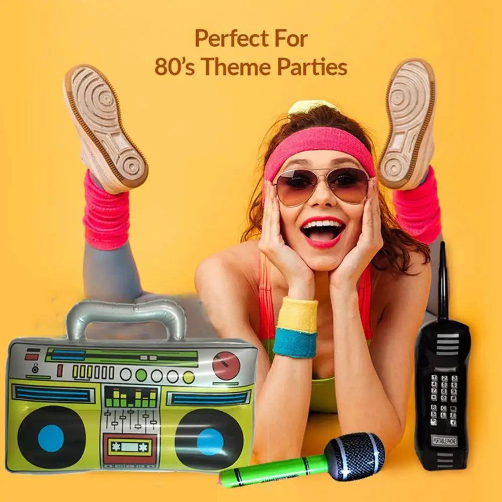 Portable Phone Toy Retro Theme Party Photo Props Vintage Inflatable Portable Phone Radio Microphone Toys Retro Inflatable