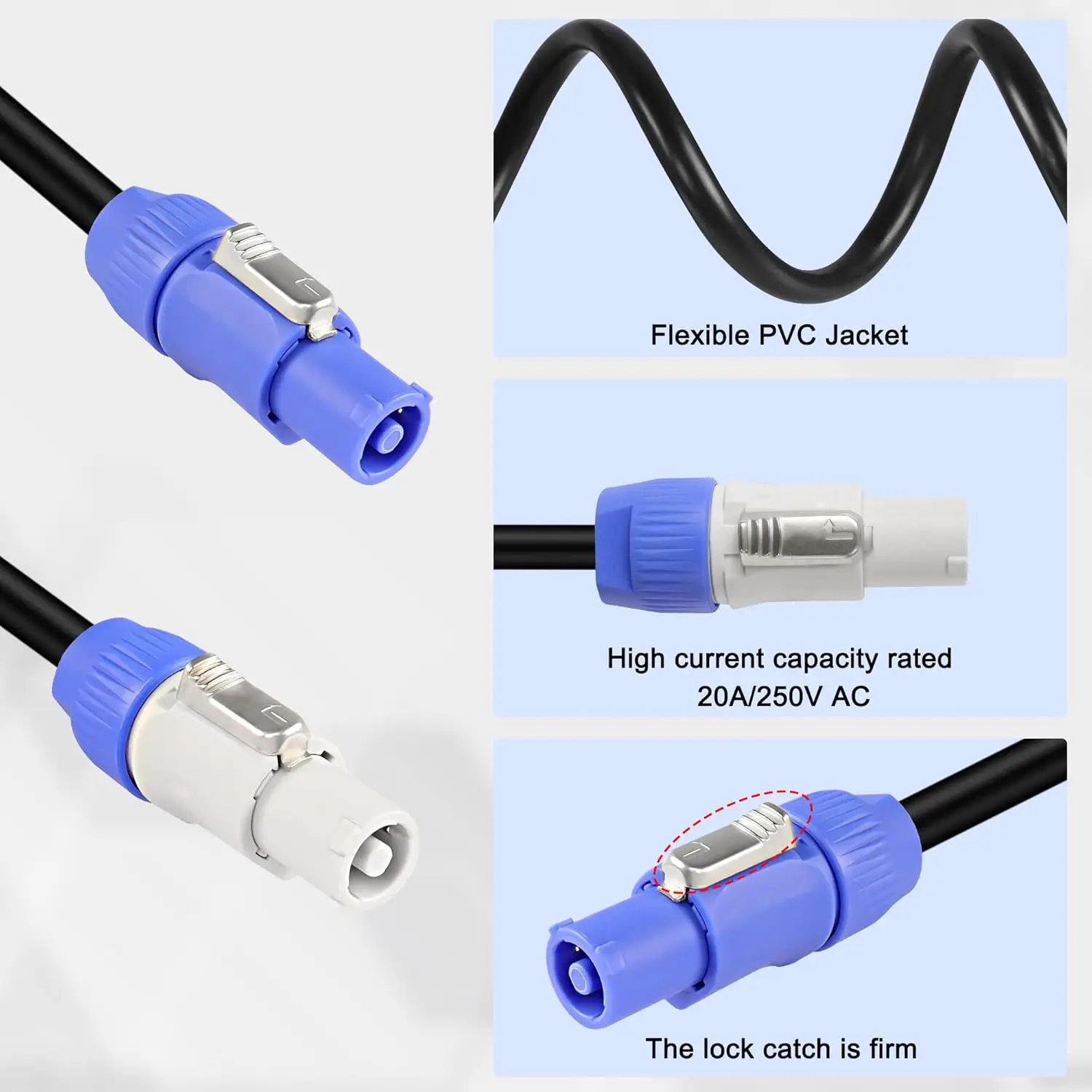 Moving Head Light Power Cable 1M 2M 3M AC for Beam Moving Head Light Beam 5R/7R Moving Head Light Extension Powercon