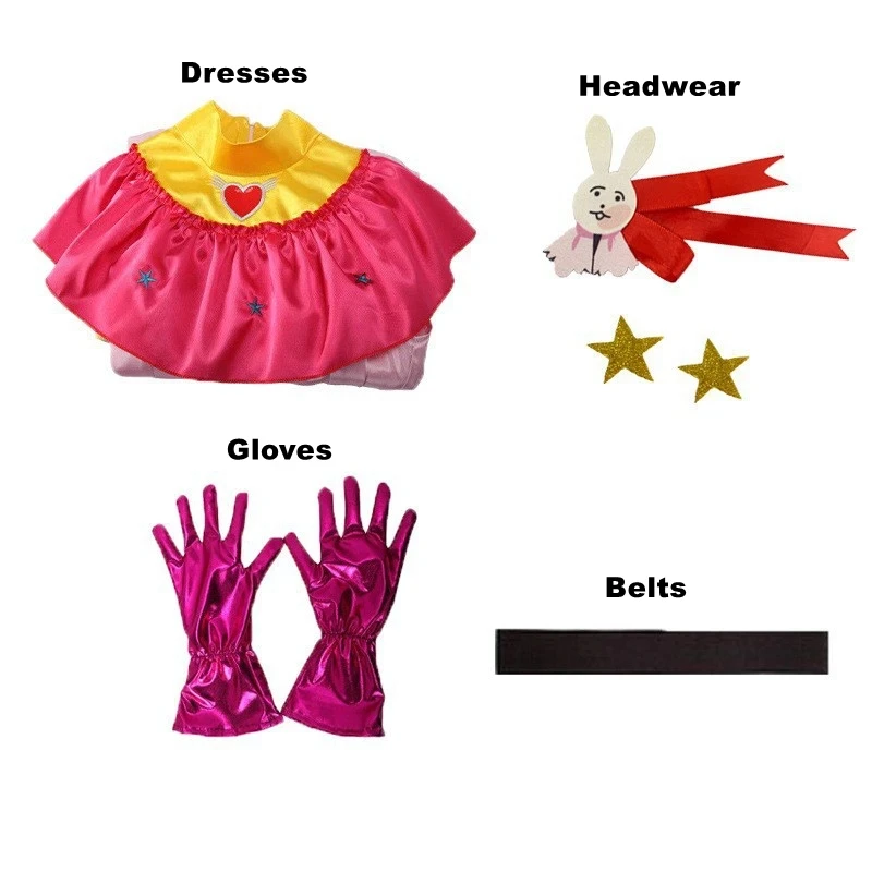 

New Anime Movie Oshi no Ko Hoshino Ai Cosplay Costumes Kawaii Girls Pink Dresses Gloves Belts Headwear Wigs Halloween Full Suit