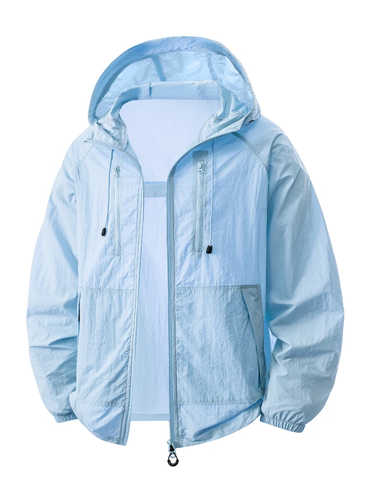 Women's Lightweight Hooded Summer Windbreaker Jacket with Sun Protection and Adjustable Drawstring