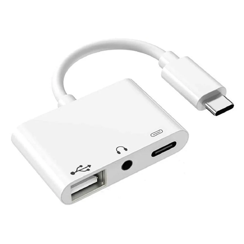 전문 C타입 헤드폰 어댑터, 노트북 전화 어댑터, 다기능 이어폰, USB 2.0, 충전, 3.5mm 조명