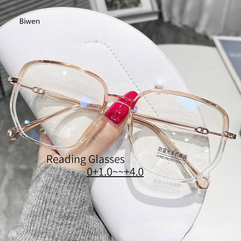 

Vintage Square Metal Glitter Frame Reading Glasses Women Fashion Optical Eyewear Anti-blue Light Presbyopia Eyeglasses