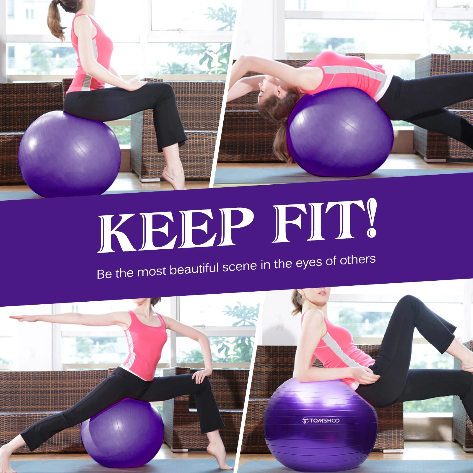 PVC Fitness Balls Yoga Ball Thickened Explosion-proof Exercise Home Gym Pilates Equipment Balance Ball 45cm/55cm/65cm/75cm yoga ball