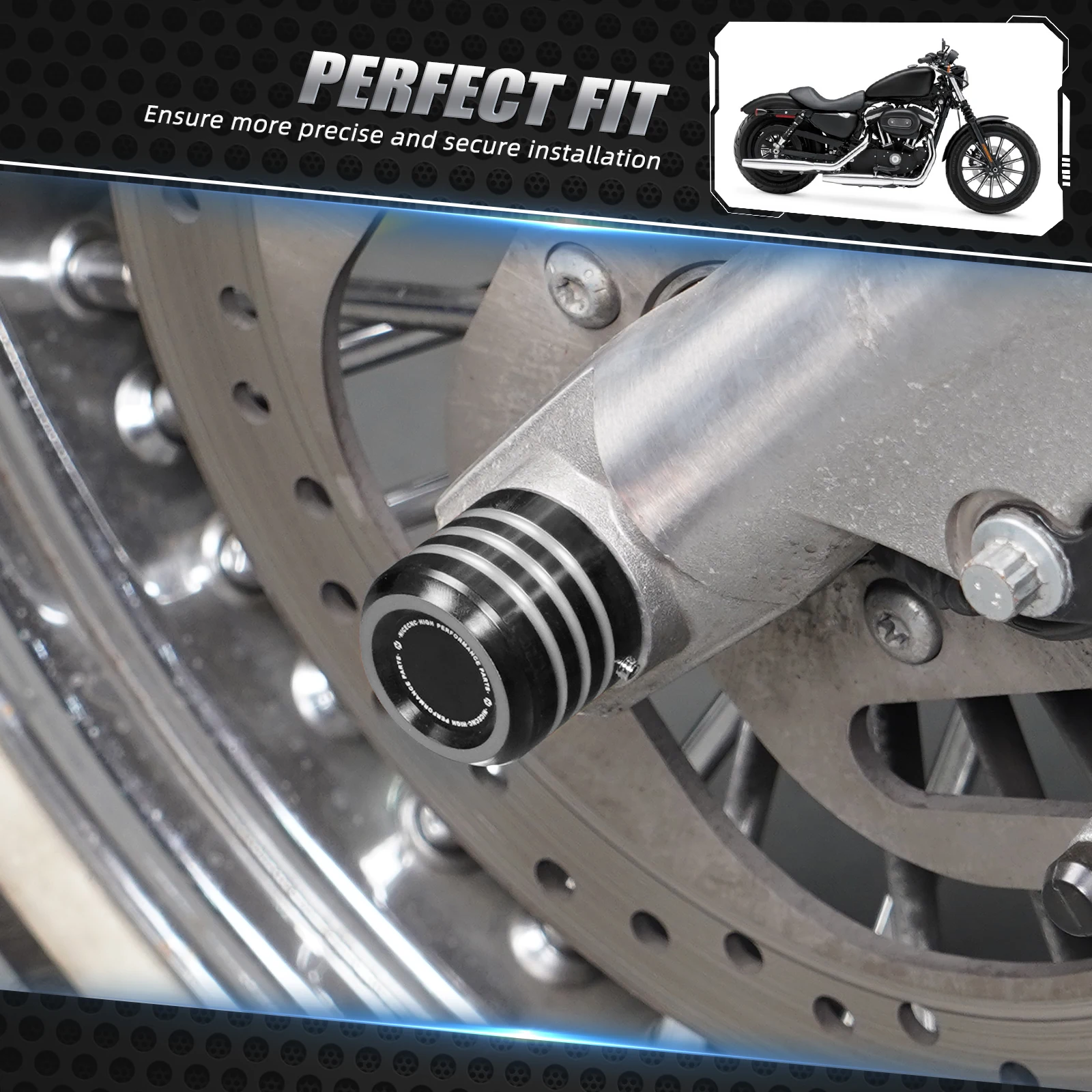 Für Harley Sportster 883 Super Low XL883L 2008-2022 Vorderachsmutterabdeckungen Kappen Sportster 1200 Custom XL1200C Eisen 883 XL883N – Detail 11