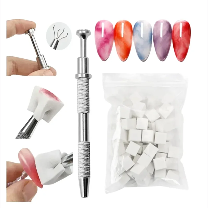 nail sponge 50/150pcs Ombre Sponge for Nails Soft Gradient Nail Sponge with Grabbing Pen Ombre Nail Brush French Tip Tool Manicure Design