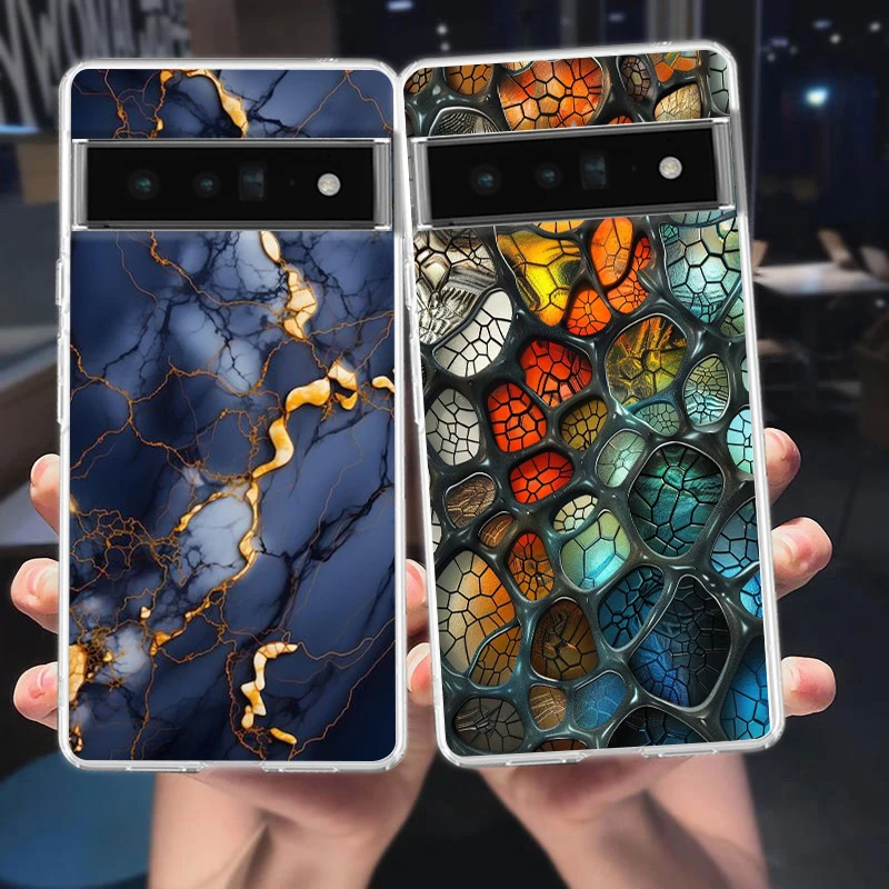 Elegant Marble Design Shockproof Silicone Phone Case - Transparent Shell
