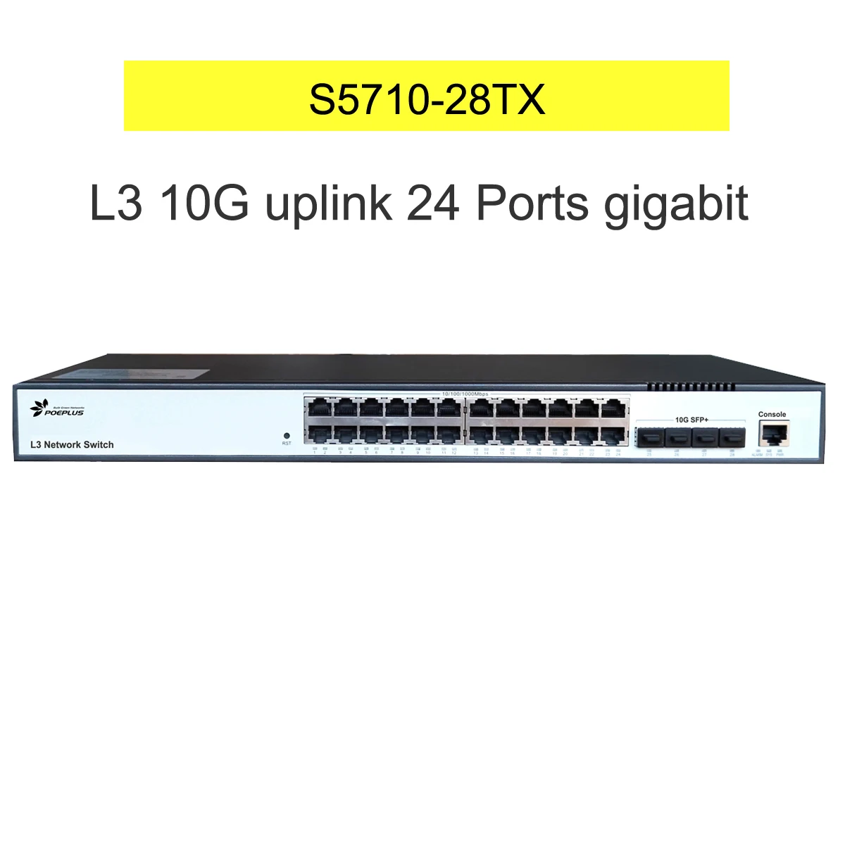 L3 10g מתג 24*100/1000m יציאות עם 4 * sfp + סיבים אופטיים uplink