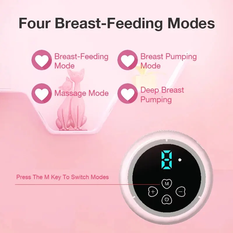 Electric Breast Pump Low Noise Automatic Milker Comfort Breastfeeding Postpartum Care 180ML Milk Bottle