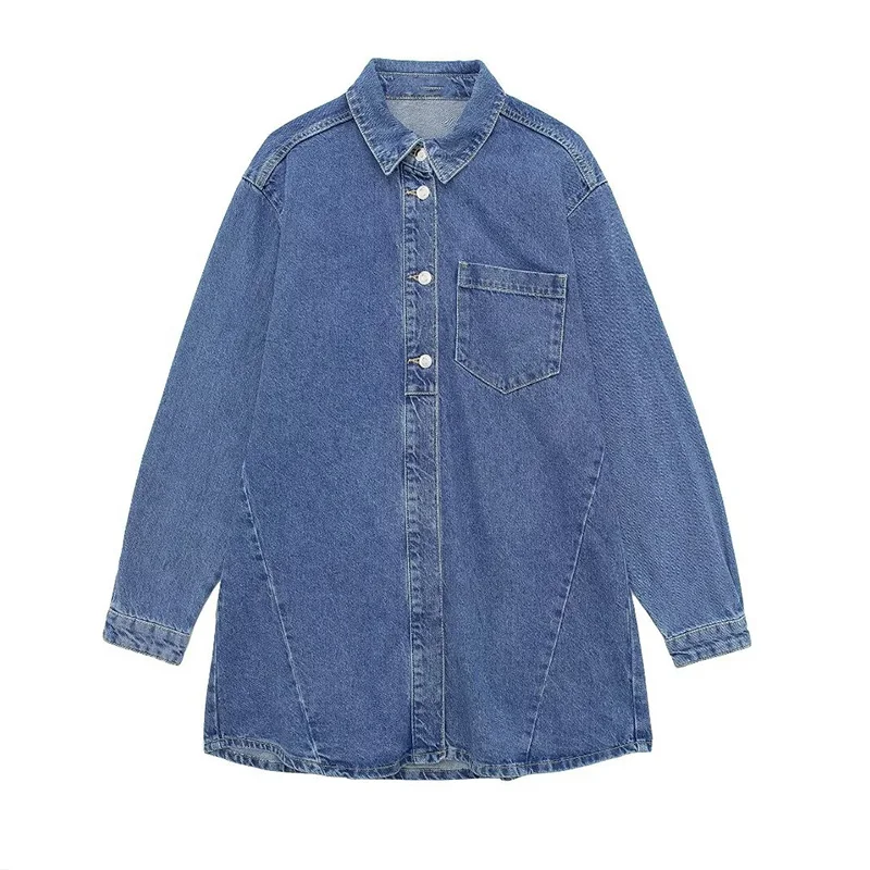 

Summer Women's Denim Shirt Style Dress 2024 Casual Classic Vintage Single Breasted Long Sleeve Loose Elegant Mini Skirt