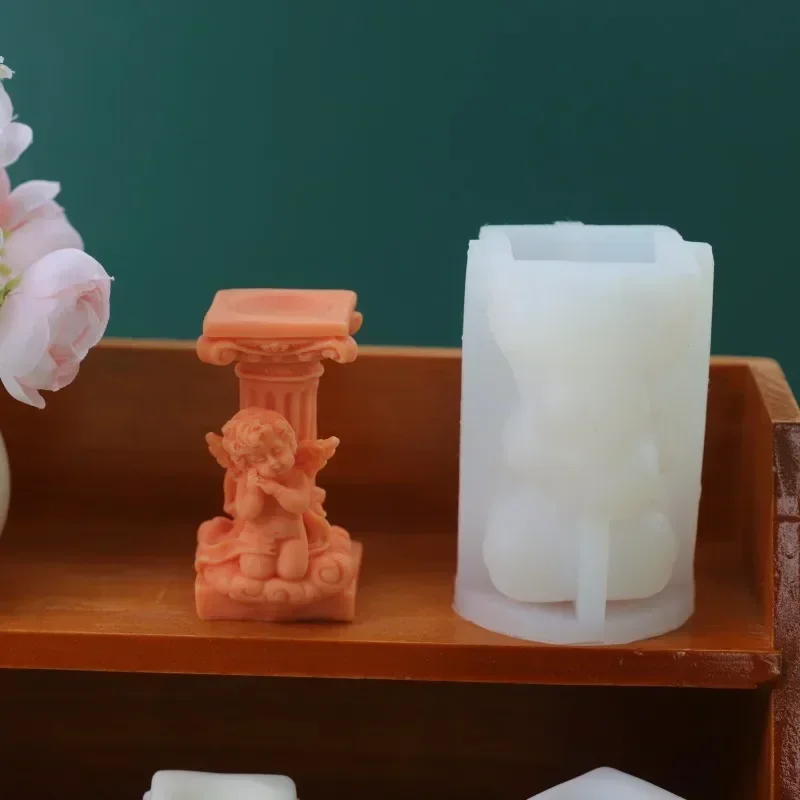 Classical Roman Column Angel Silicone Candle Mold DIY Aromatherapy Plaster Decoration Home Crafts Resin Casting Molds Soap Tool