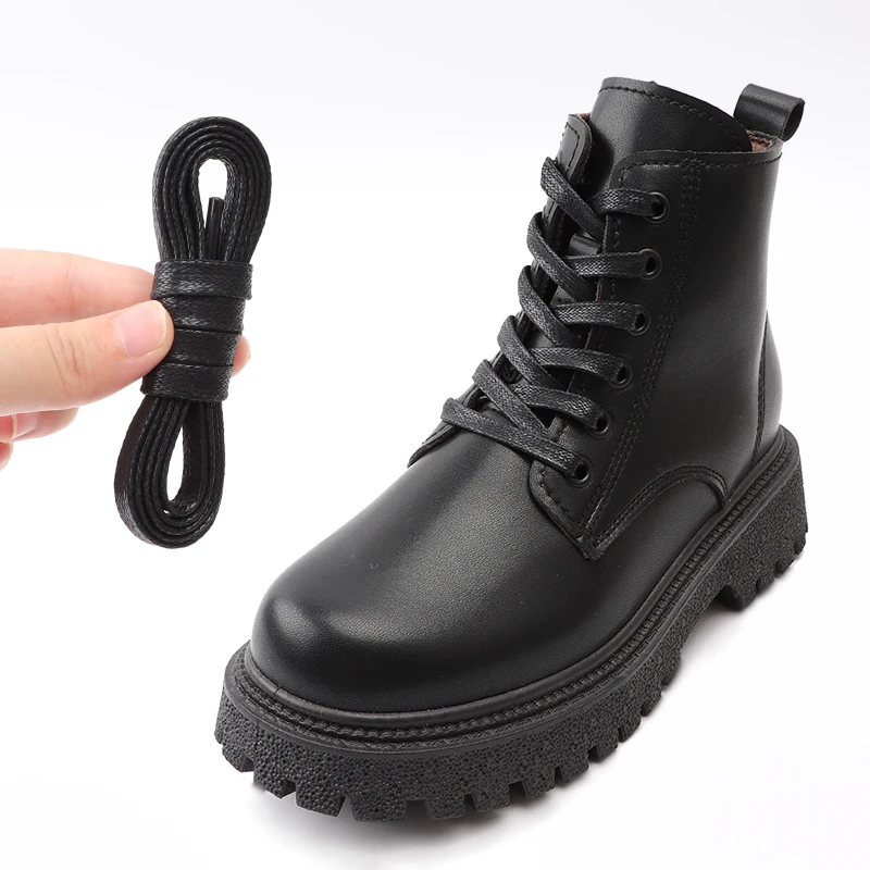 Premium Waterproof Waxed Leather Flat Shoelaces - Unisex Casual and Boot Styles (Multiple Lengths Available)