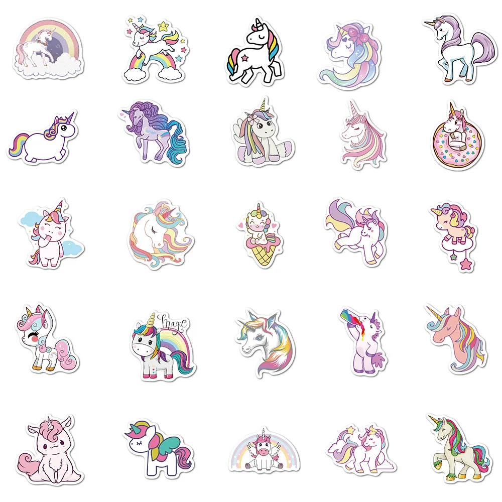 100pcs Kawaii Anime Unicorn Graffiti Stickers Decorative Mobile ...