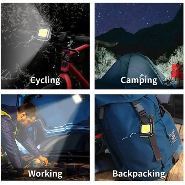 Porte-clés lumière Mini lampe de poche de Camping multifonctionnelle USB Rechargeable LED Portable lumineux COB pince de poche lanterne travail en plein air 4