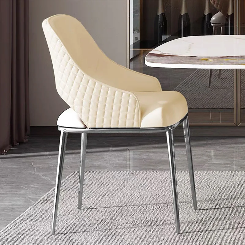 

Nordic Stool Dining Chairs Mobile Leather White Kitchen Dining Chairs Balcony Accent Sillas Plegables Minimalist Furniture