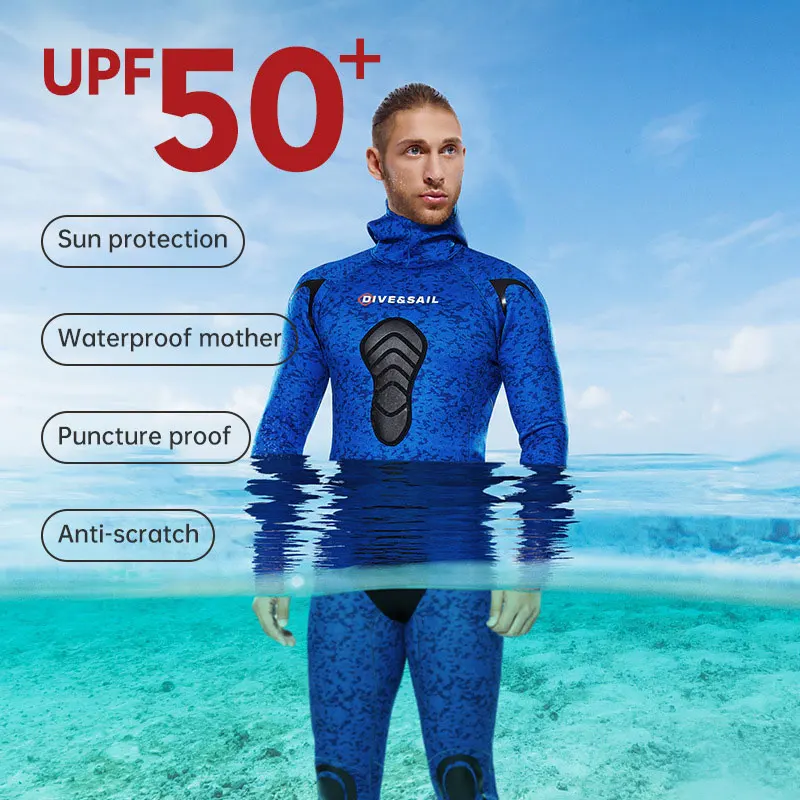 3mm/5mm/7mm Spearfishing Wetsuit Premium Camouflage Open Cell Neoprene Wetsuit 2-Piece Scuba Diving Suit Hoodie Snorkeling Suits For diving suits