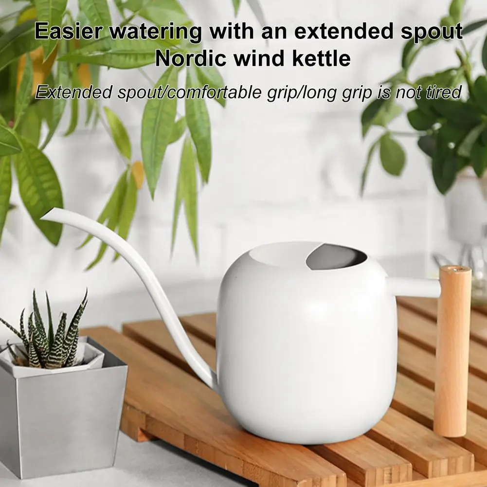 Watering Can Stainless Steel Long Spout Large Capacity Wooden Handle Plants Flowers Watering Pot Gardening Supplies 1200ML
