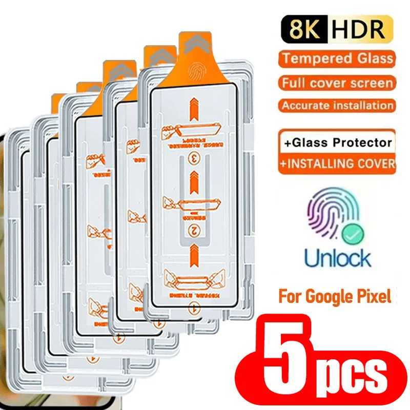 Protecteur d'écran pour Google Pixel 10 Pro XL 8 9 Pro 9A 7A 6A 7 8A 10, 5 pièces, Installation automatique HD, Installation automatique, verre trempé