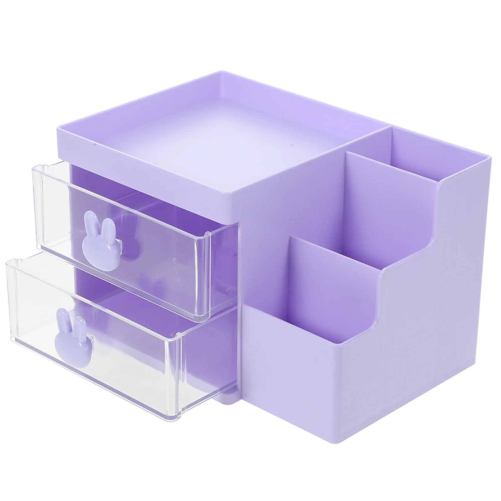 

Desk Organizer 2 Drawers Stationery Supplies Box Pen Pencil Container Plastic File Binder Clips Holder