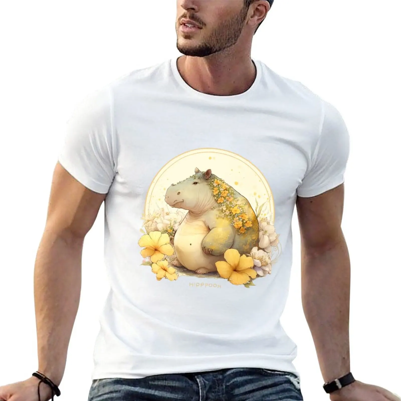 

golden hippo T-Shirt Aesthetic clothing plus size tops plain black t shirts men