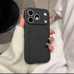 Luxury Matte Candy Color Leather Plating Phone Case - Business Shockproof Armor Cover - iPhone 15 (Black)