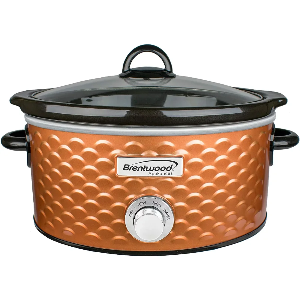 

Brentwood SC-140C 220 Watt 4.5 Quart Kitchen Slow Cooker Pot, Scalloped Copper